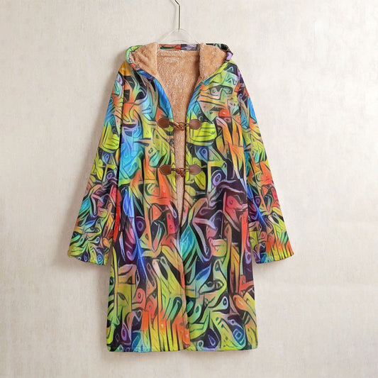 Colorful Whispers Men's Horn Button Long Fleece Windbreaker