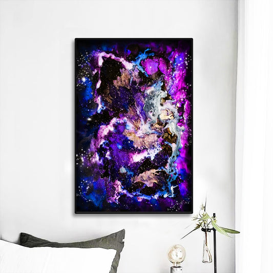 Purple/Blue Galaxy Black Frame Mural