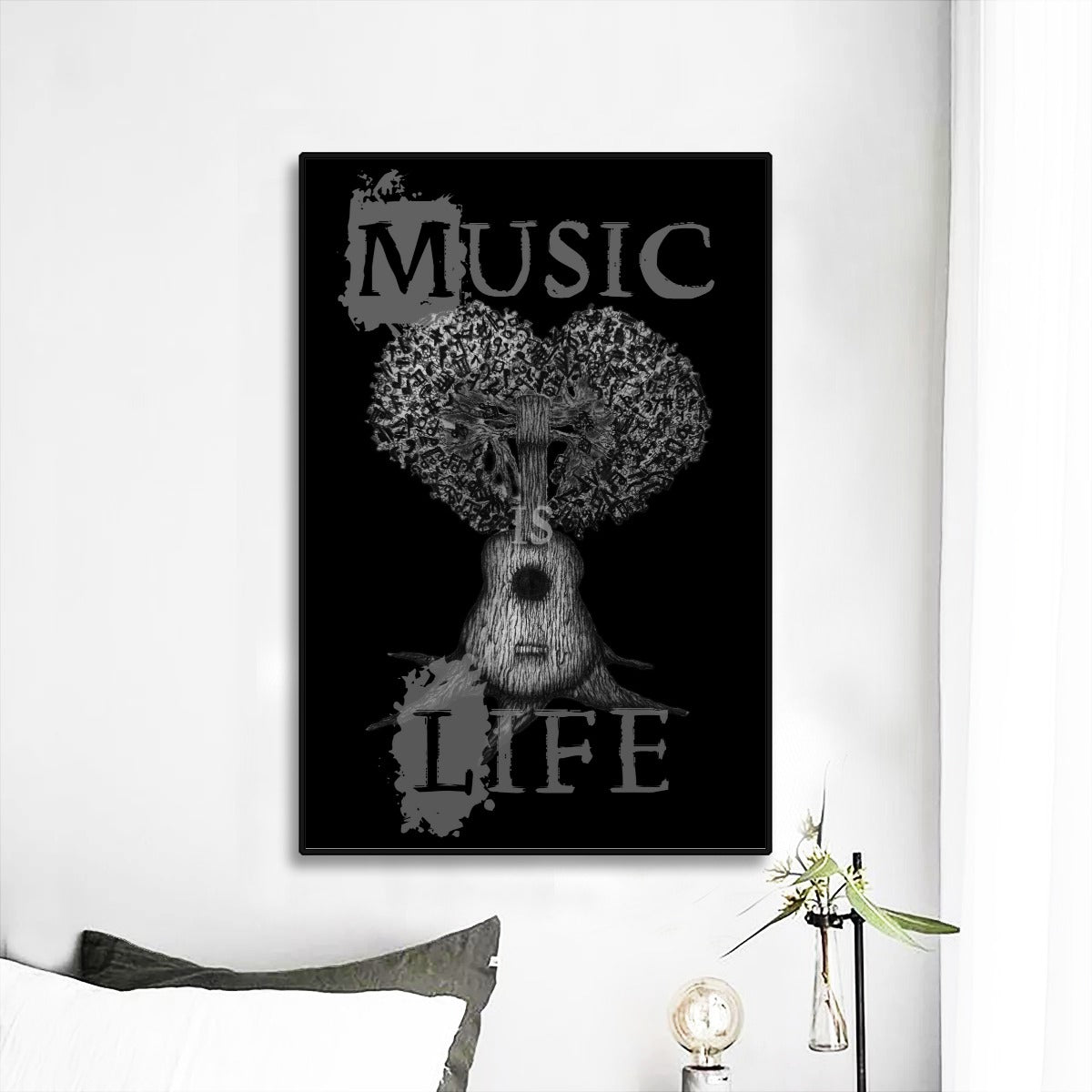 Music is Life Black Frame Mural