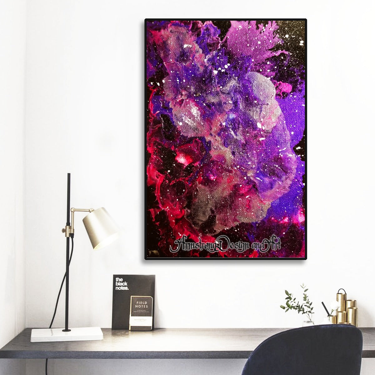 Love in Galaxies Black Frame Mural