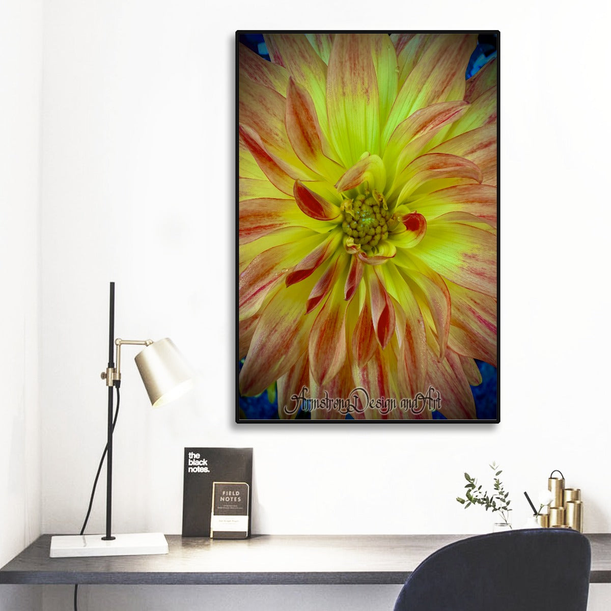 Fire Flower Black Frame Mural