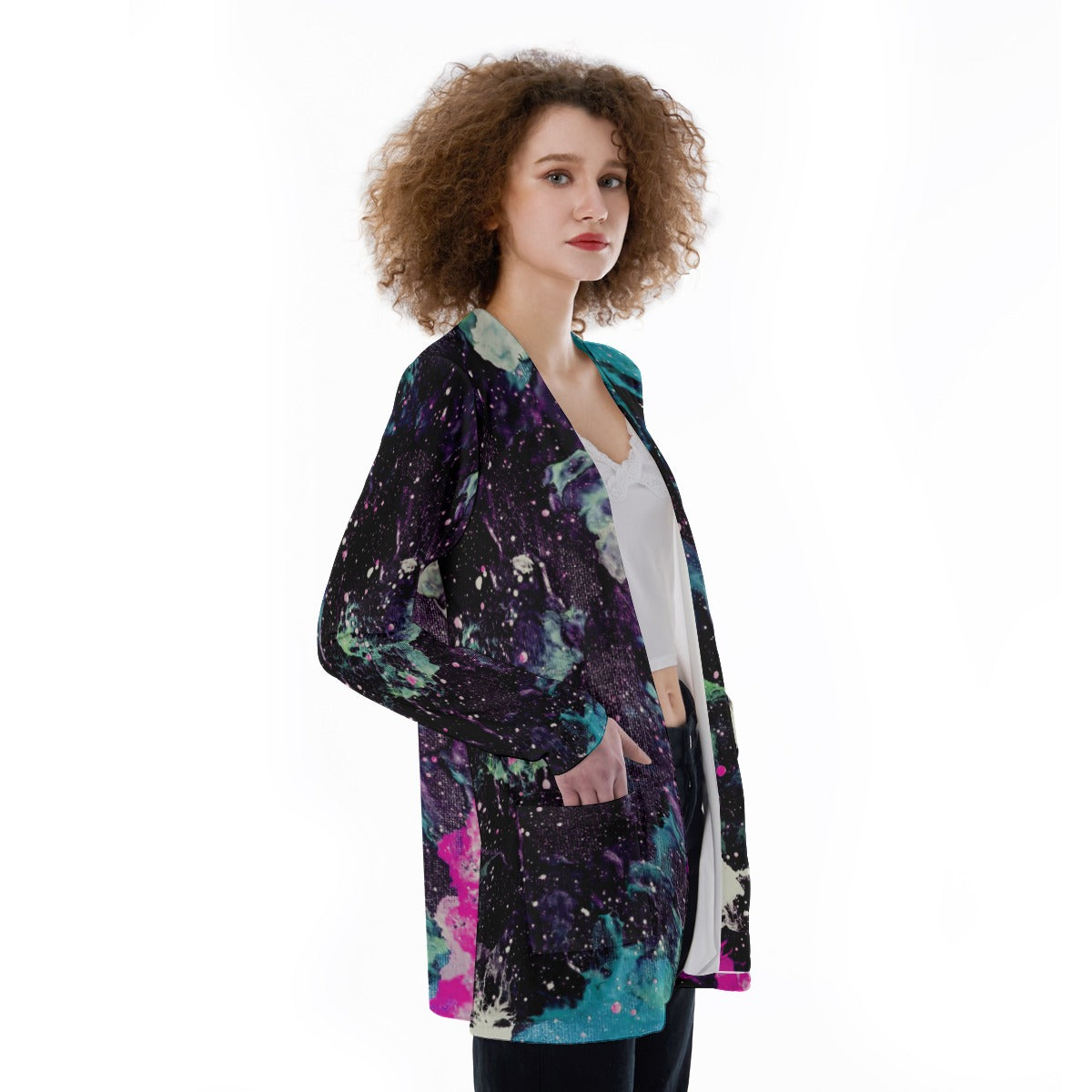 Space Storm Women's Patch Pocket Cardigan