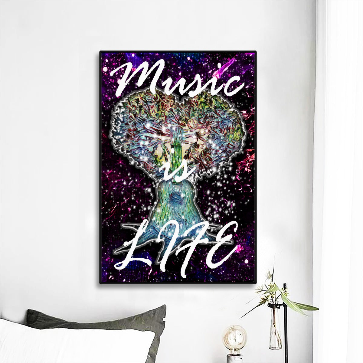 Music is Life Black Frame Mural