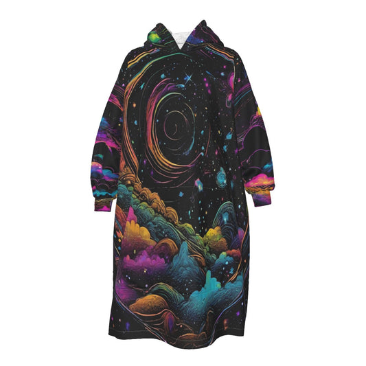 Psychedelic Space Kid's Sherpa Fleece Mid-Length Hoodie Blanket