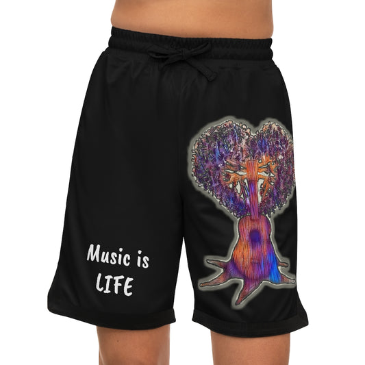 Music is Life 1 Basketball Rib Shorts - Black