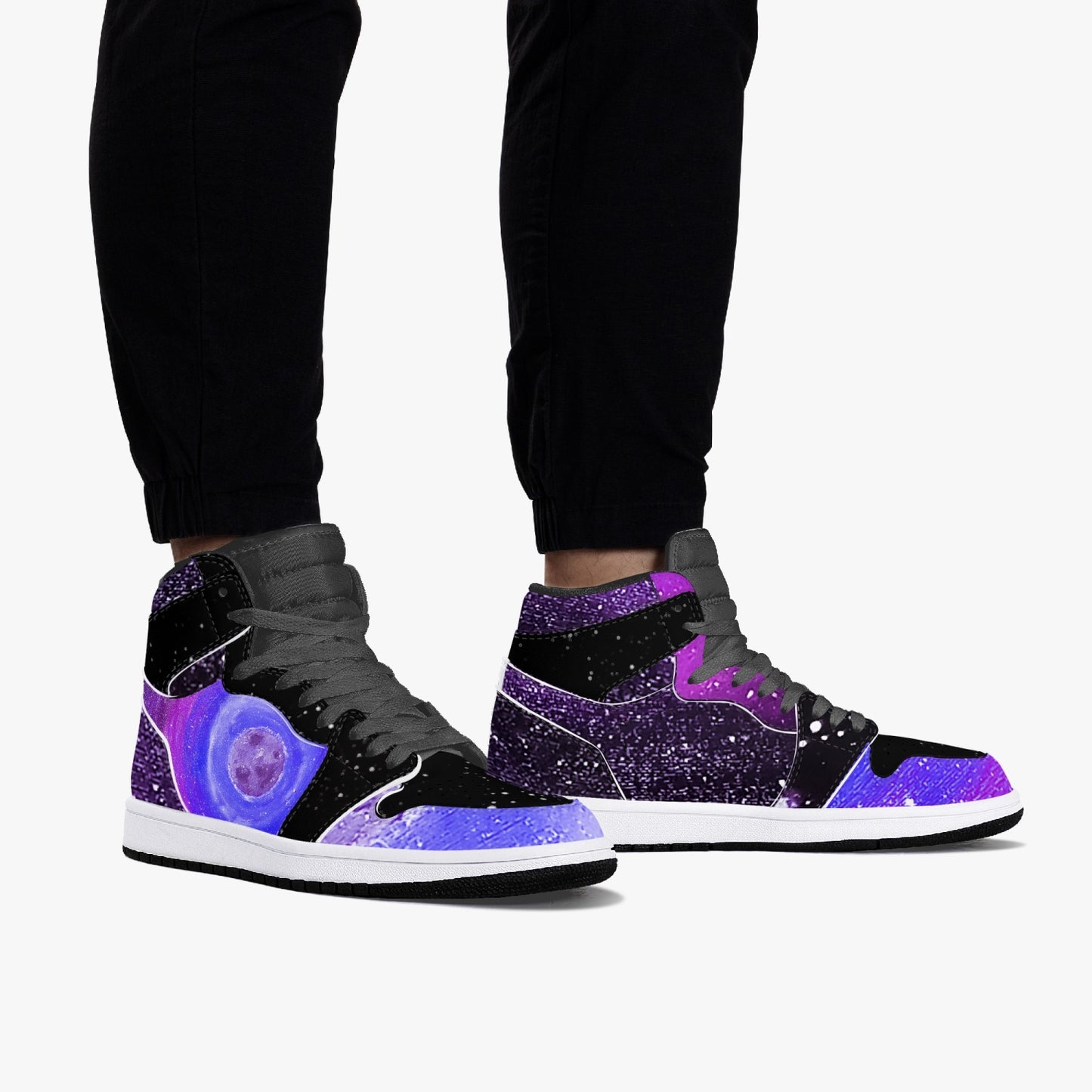 Moonshine and Magic Purple High-Top Leather Sneakers