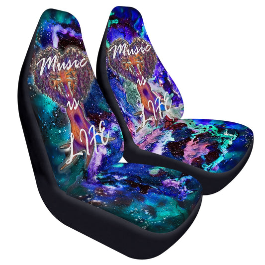 Music is Life and Galaxy Microfiber Car Seats Cover 2Pcs