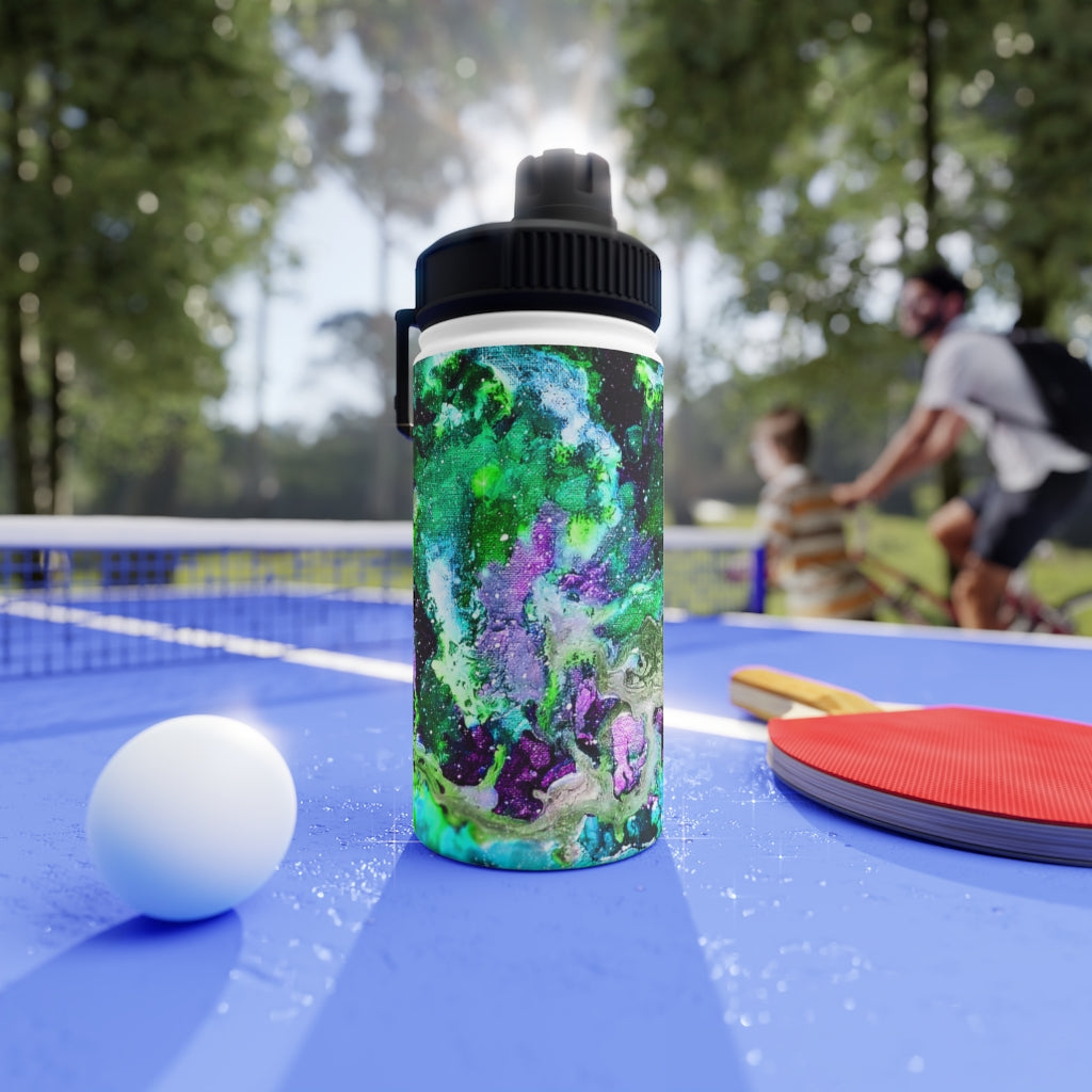 Green Galaxy Stainless Steel Water Bottle, Sports Lid