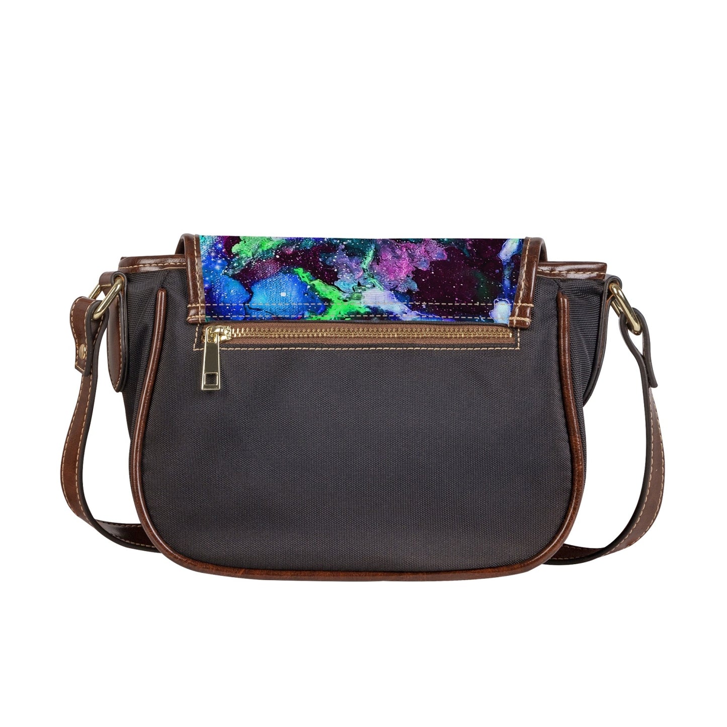 Galaxy: Turquoise Leather Flap Saddle Bag