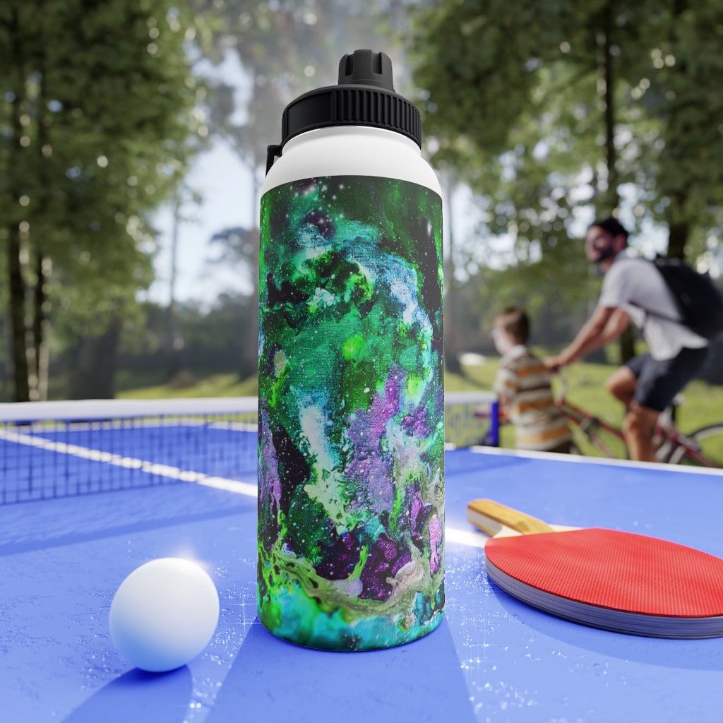 Green Galaxy Stainless Steel Water Bottle, Sports Lid