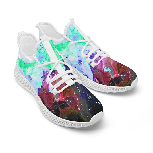Galactic Fire Teal Mesh Knit Sneakers