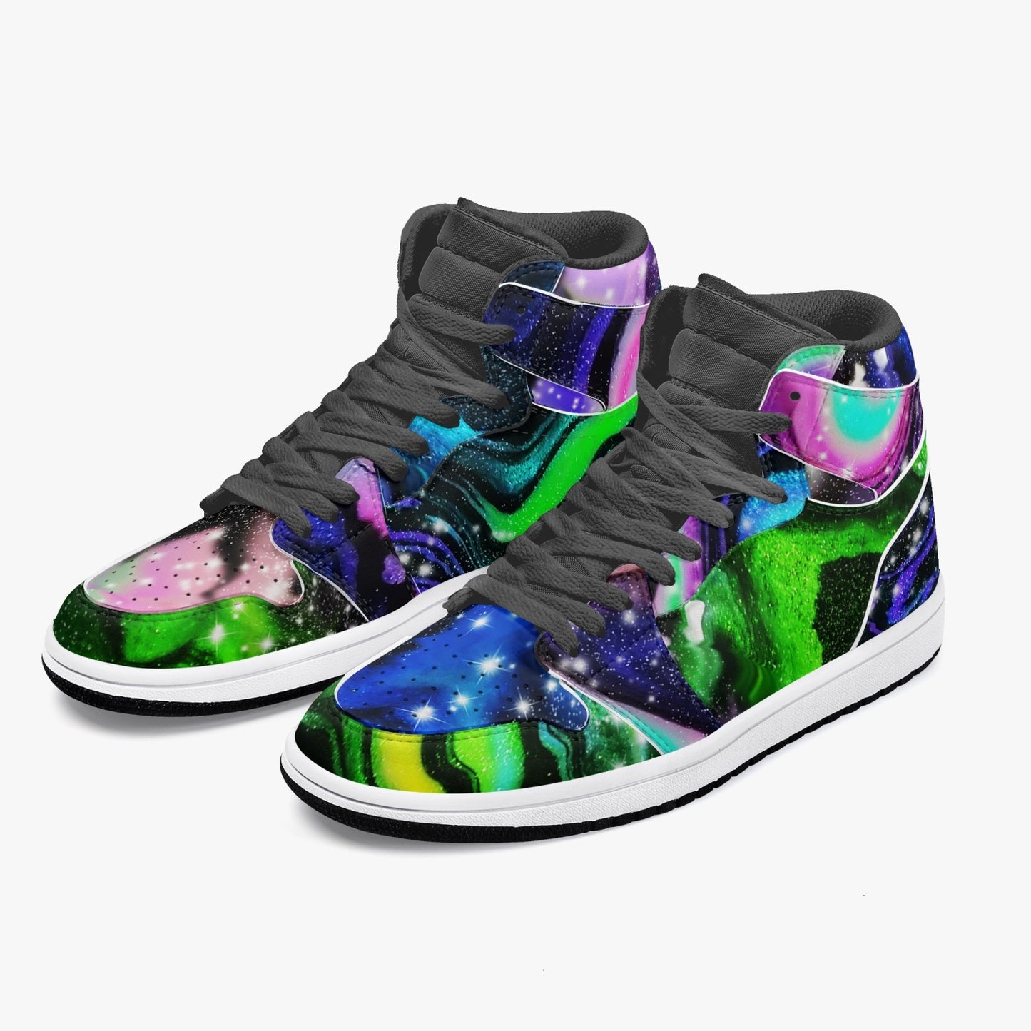 Galactic Beauty Black High-Top Leather Sneakers