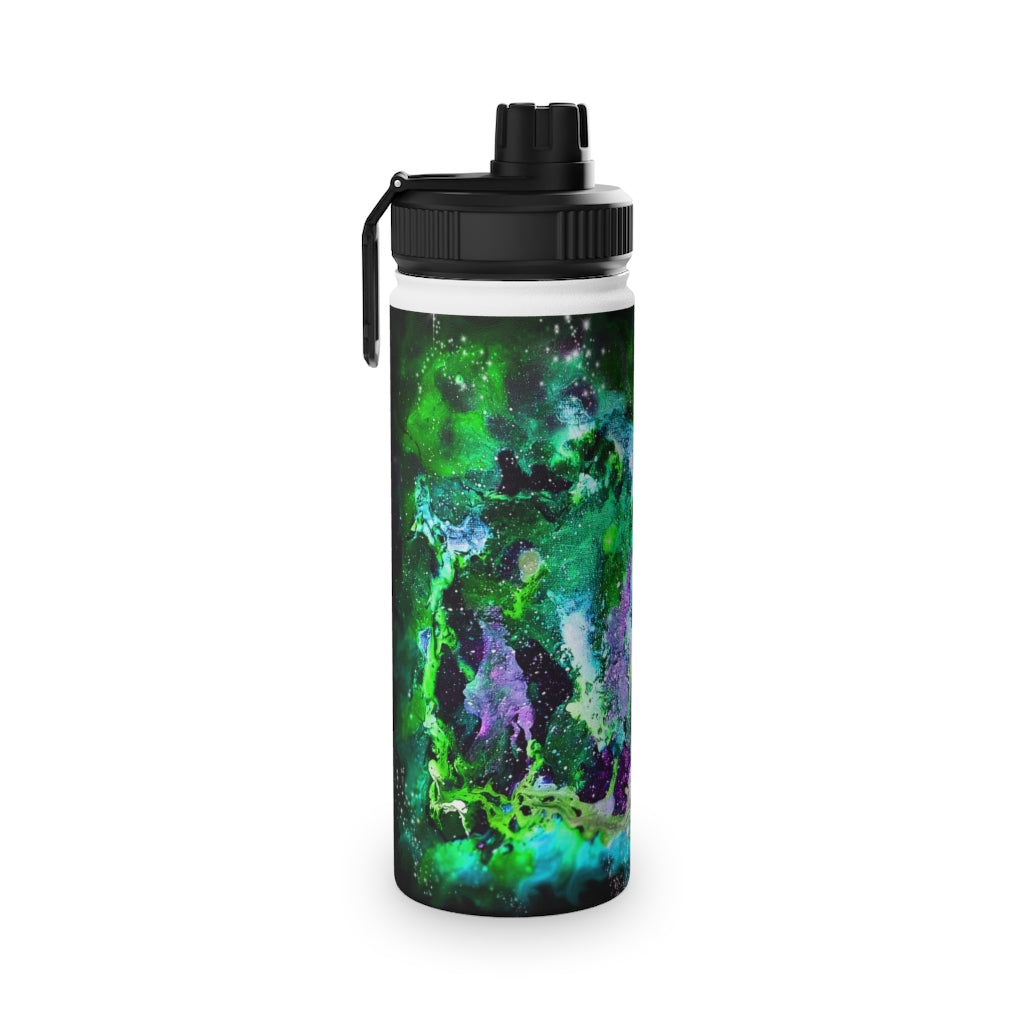 Green Galaxy Stainless Steel Water Bottle, Sports Lid