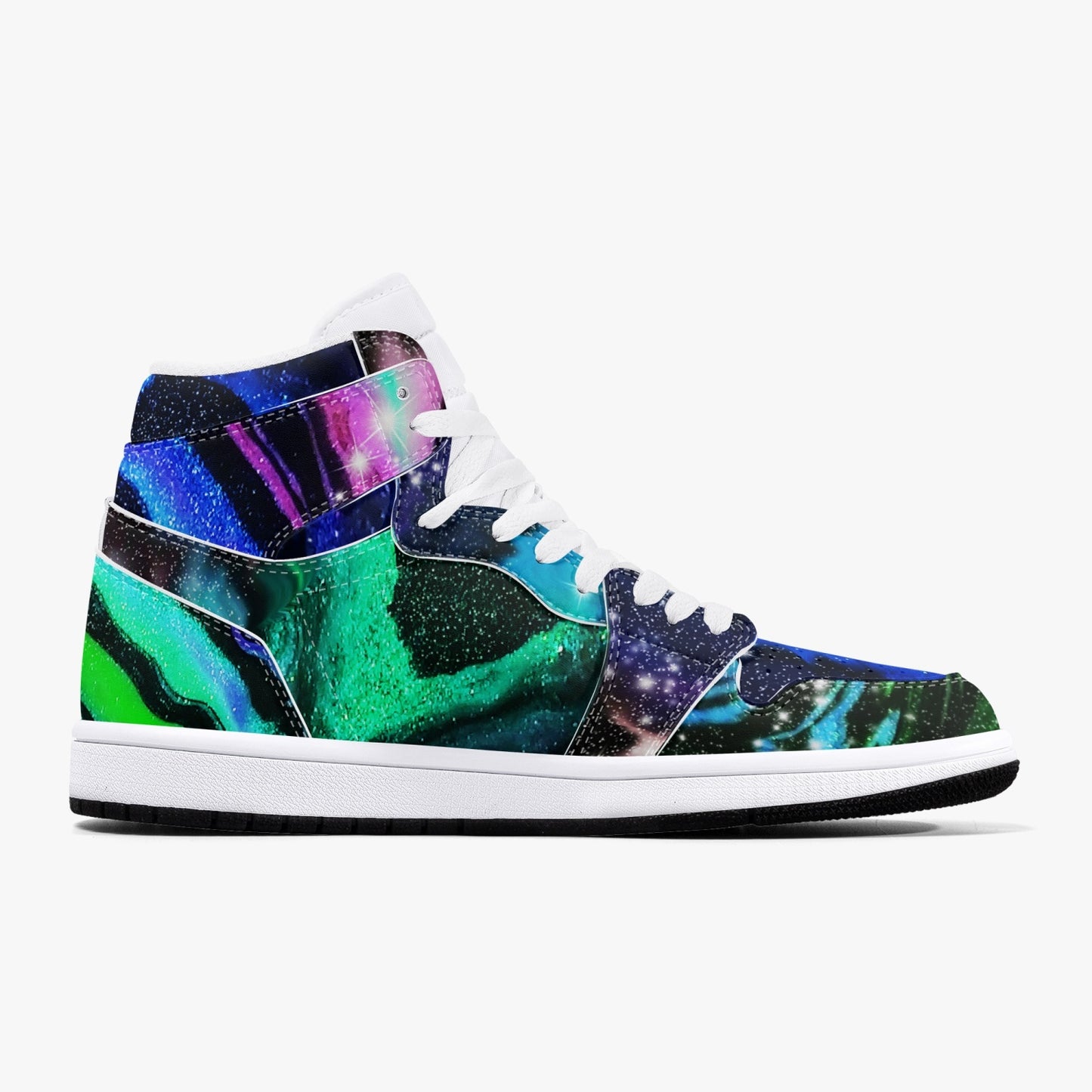 Galactic Beauty Black High-Top Leather Sneakers