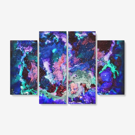 Galaxy 4 Piece Canvas Wall Art - Rolled OR Framed Ready to Hang 4x12"x32