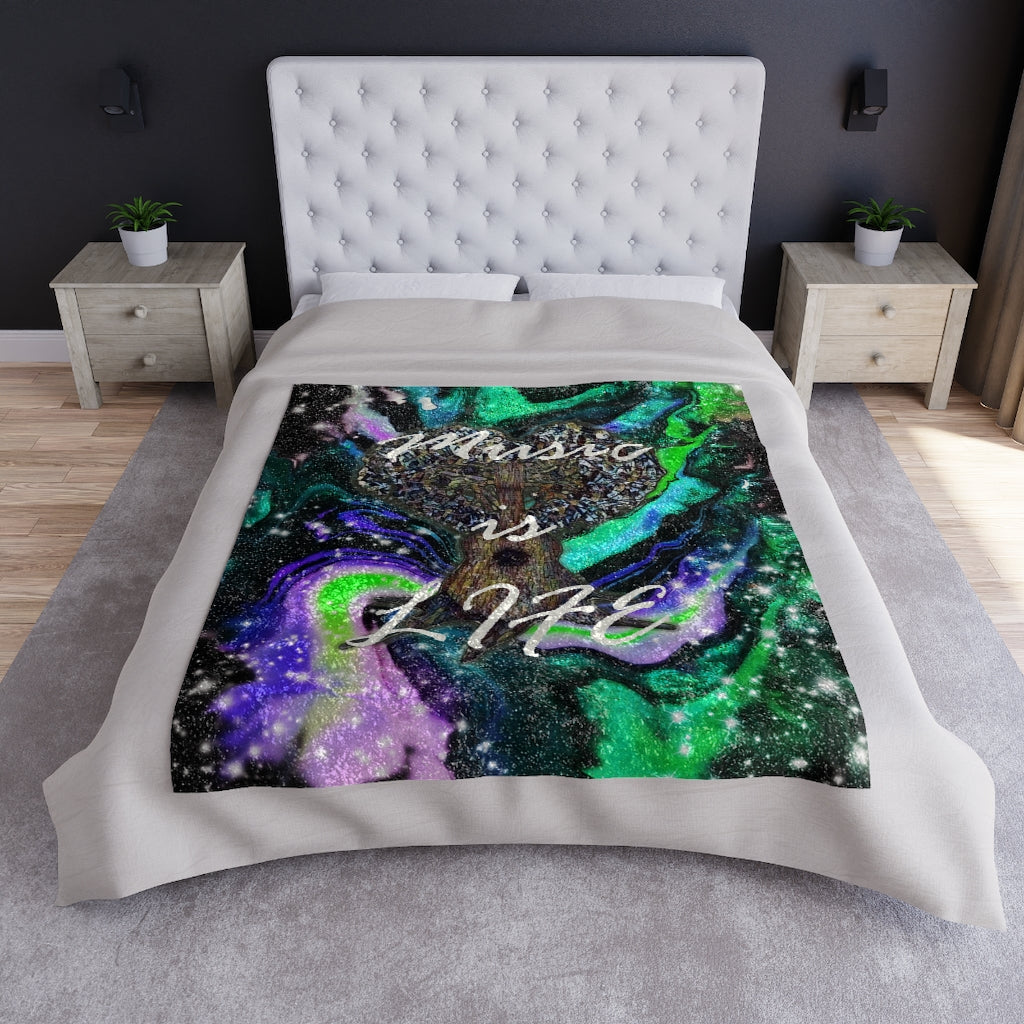 Music is Life 7/ Galactic Beauty Crushed Velvet Blanket