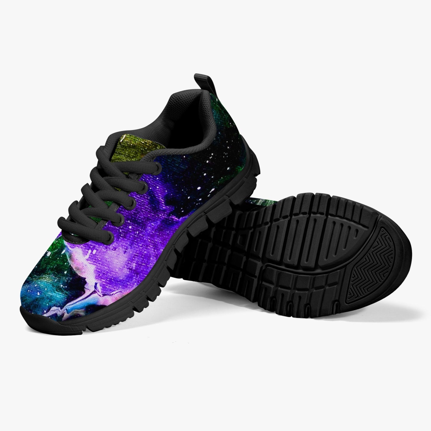 Galactic Cloud Purple Kids Mesh Sneakers - Black