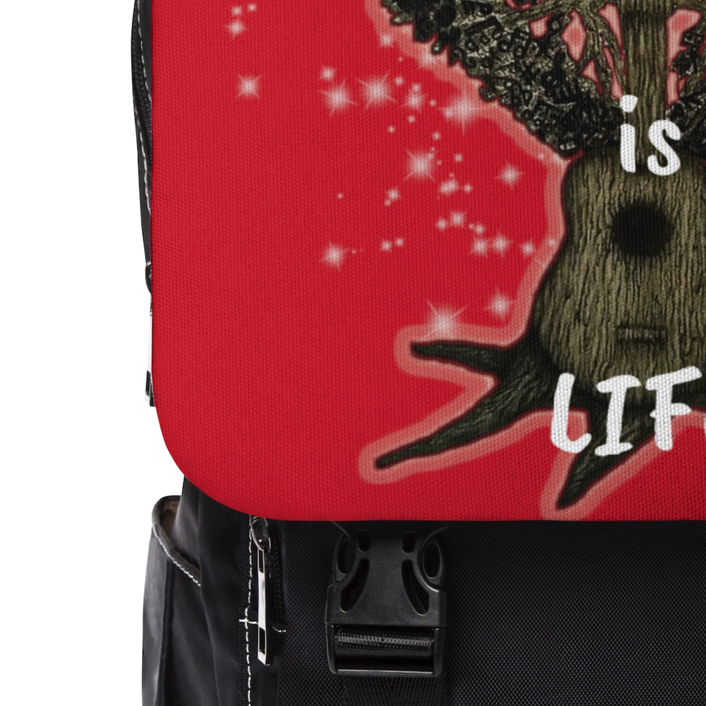 Music is Life 2 Casual Shoulder Backpack-Red