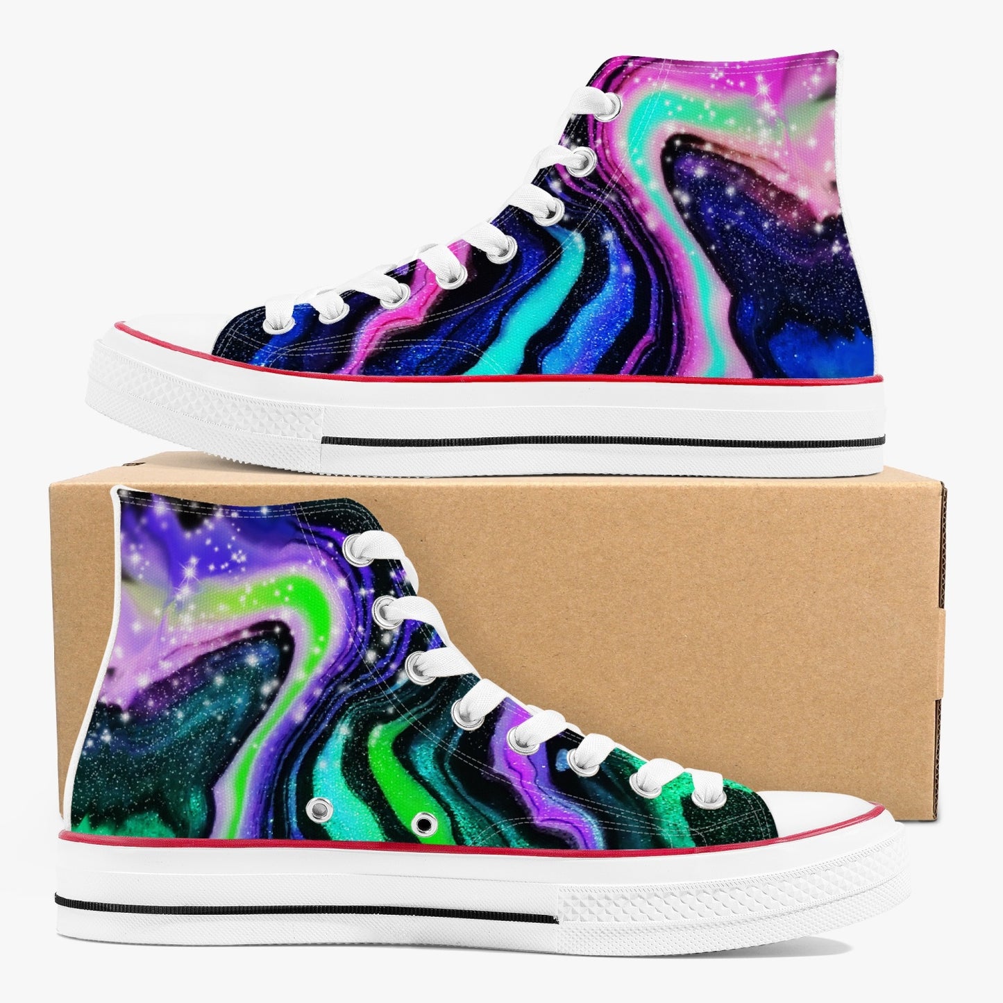 Galactic Beauty High-Top Canvas Shoes - White