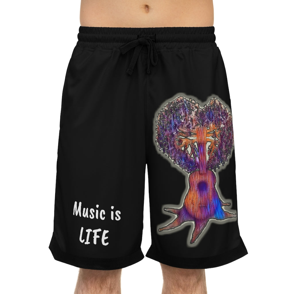 Music is Life 1 Basketball Rib Shorts - Black