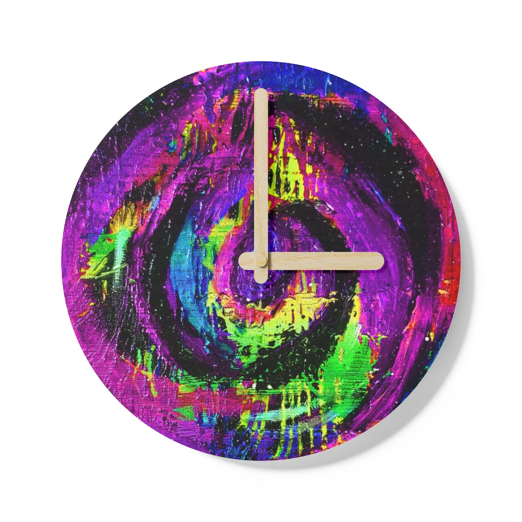 Different Dimensions Purple Wooden Wall Clock