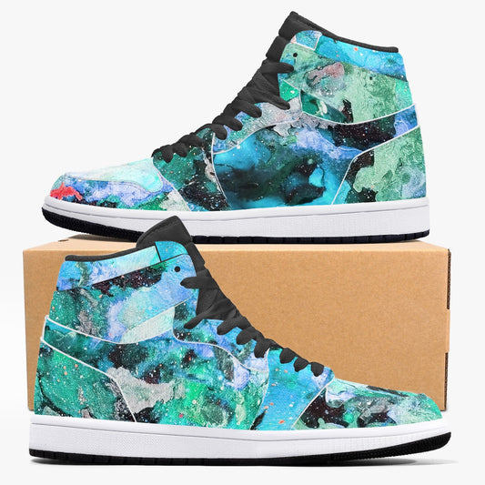 Fly High Teal Black High-Top Leather Sneakers