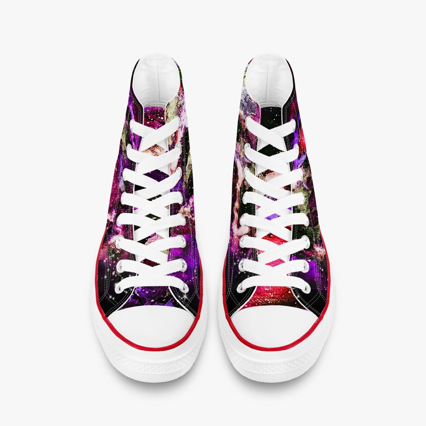 Red Galaxy  High-Top Canvas Shoes - White