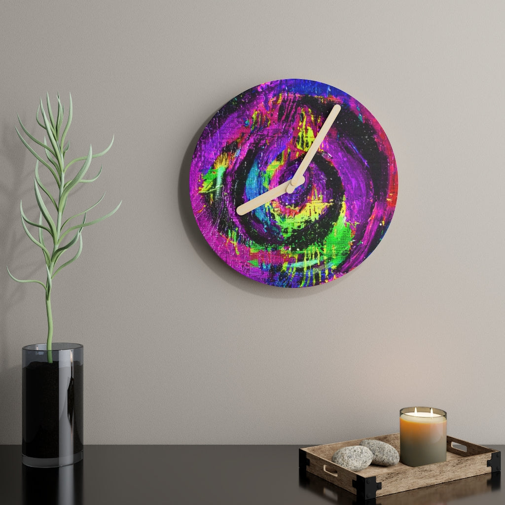 Different Dimensions Purple Wooden Wall Clock