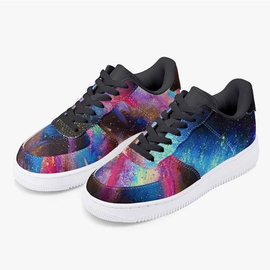 Explosive Nebula  Low-Top Leather Sports Sneakers