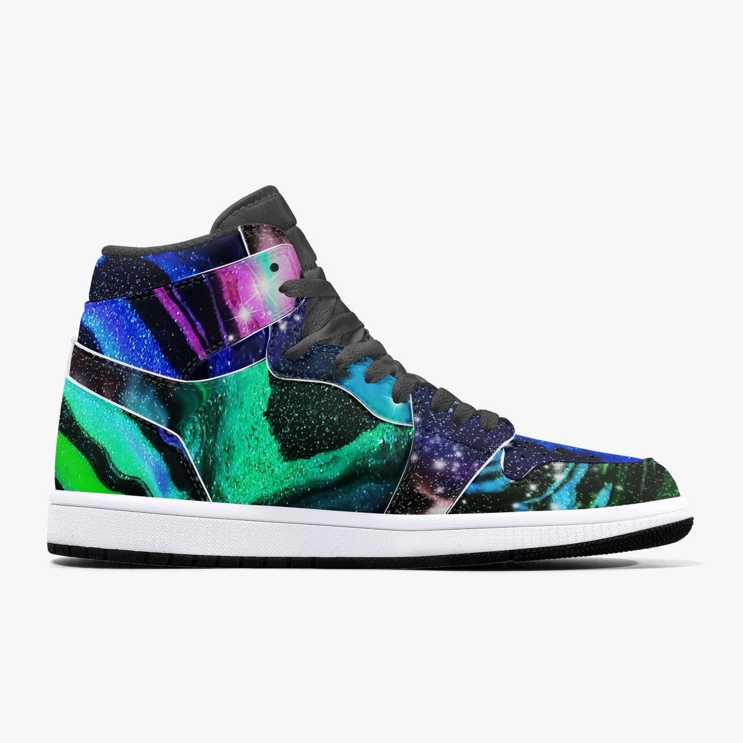 Galactic Beauty Black High-Top Leather Sneakers