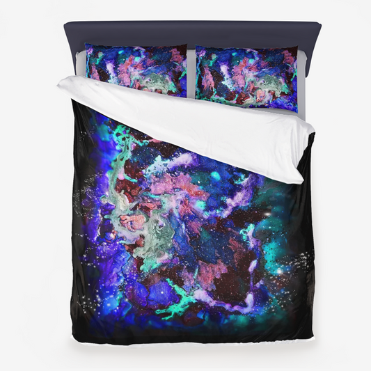 Galaxy: Blue Microfiber Duvet Cover + Pillow Covers