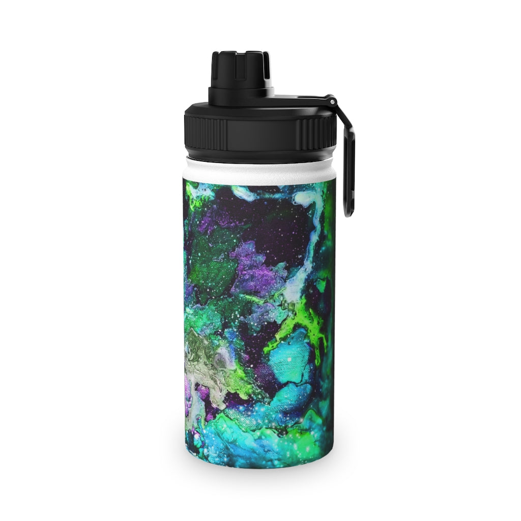 Green Galaxy Stainless Steel Water Bottle, Sports Lid