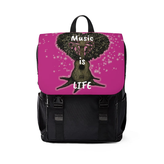 Music is Life 2 Casual Shoulder Backpack-Pink