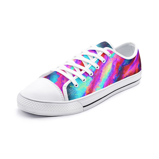 Explosive Nebula Teal Low Top Canvas Shoes