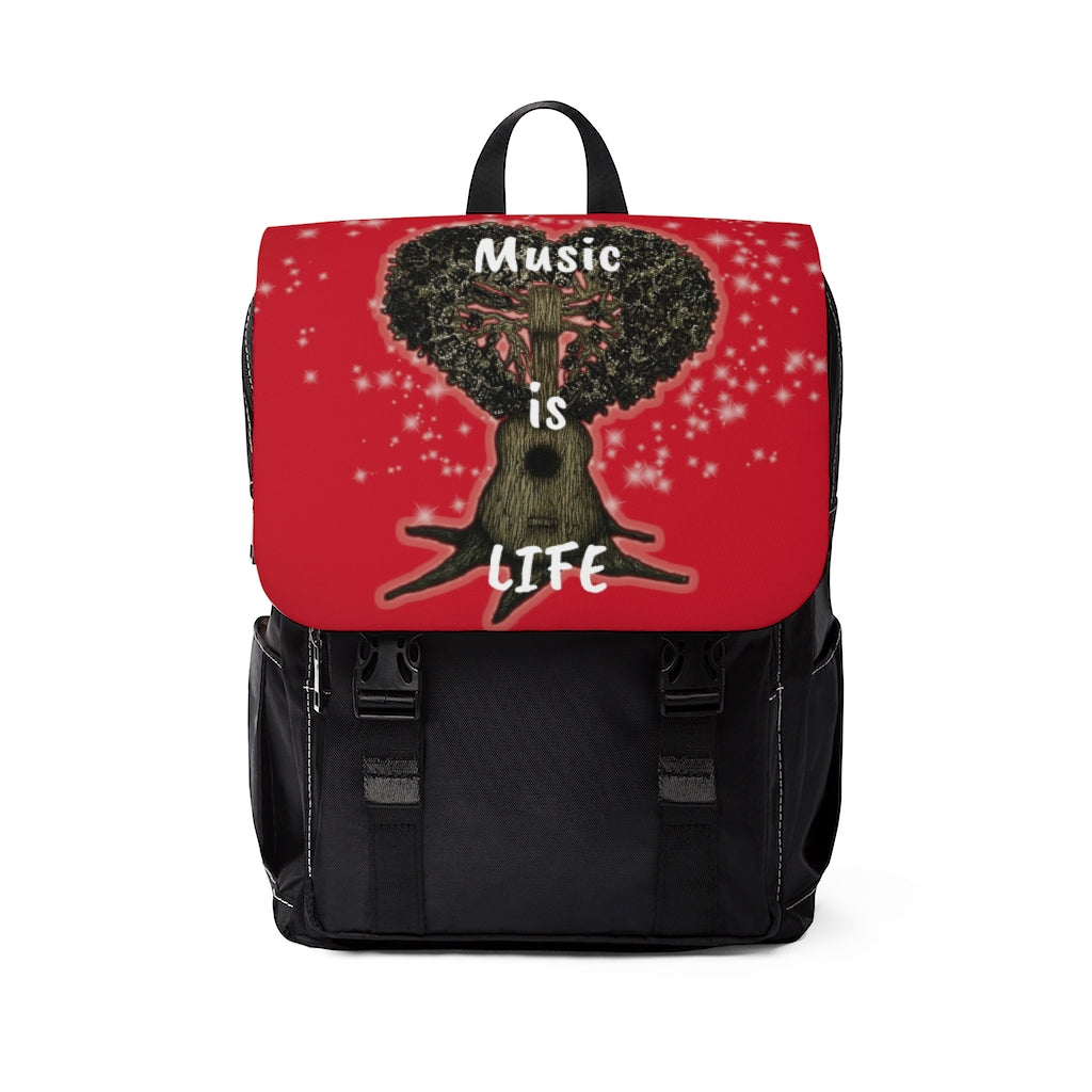 Music is Life 2 Casual Shoulder Backpack-Red