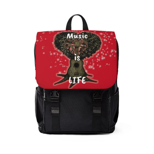 Music is Life 2 Casual Shoulder Backpack-Red