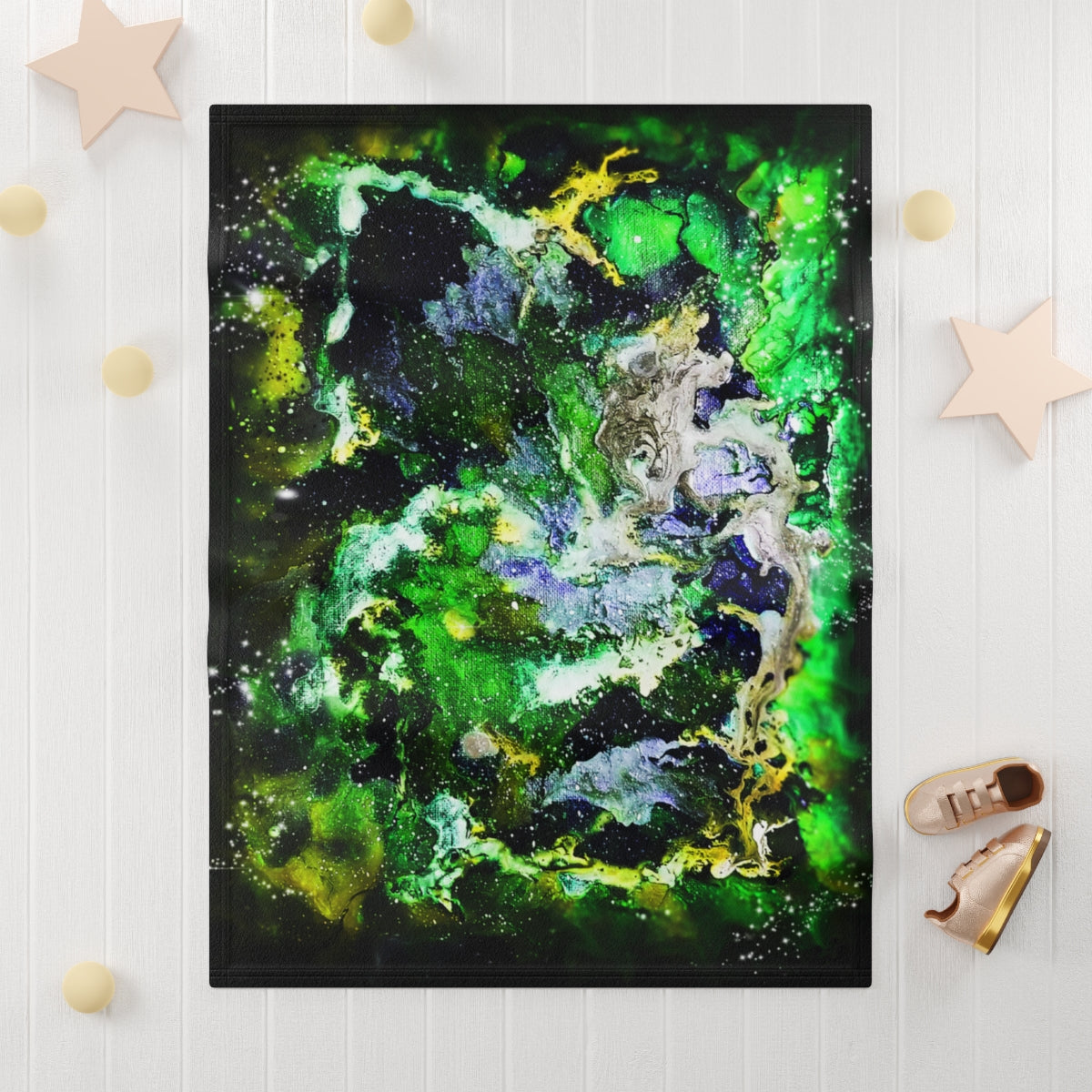 Galaxy: Green Soft Fleece Baby Blanket