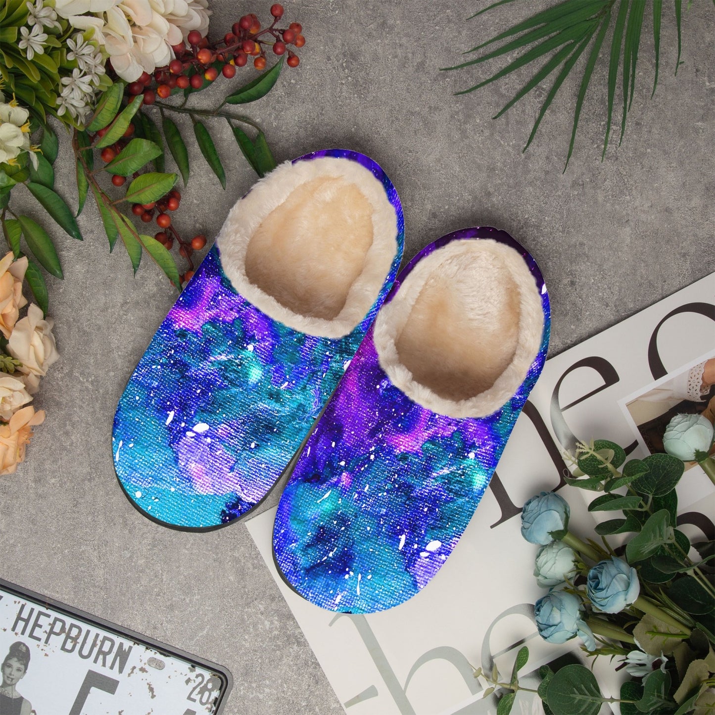 Galactic Love Fluffy Bedroom Slippers