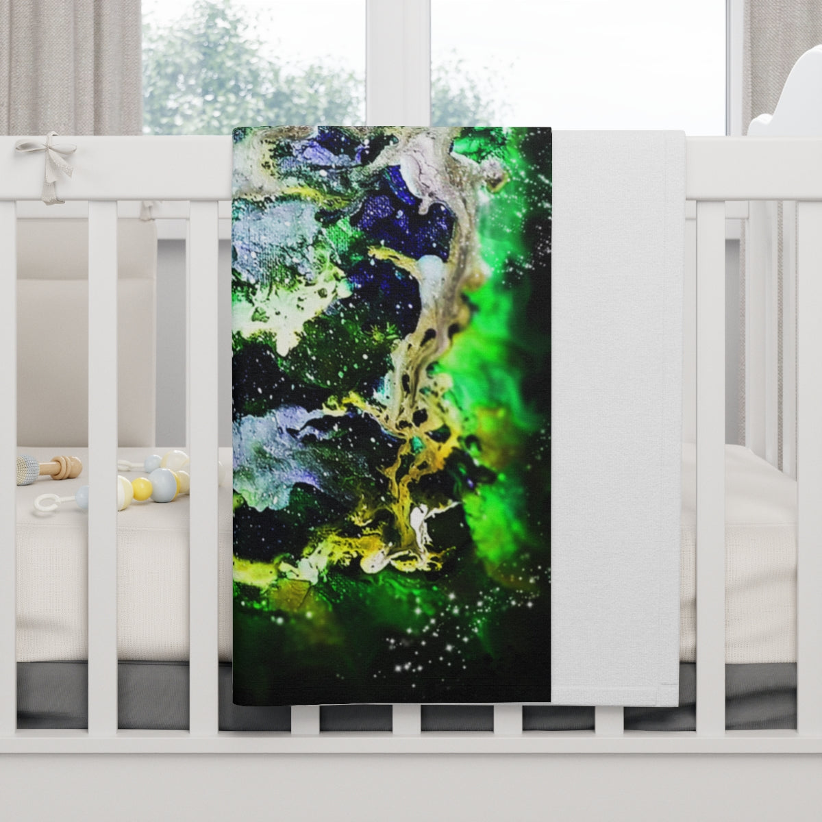 Galaxy: Green Soft Fleece Baby Blanket