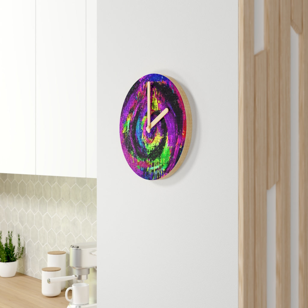 Different Dimensions Purple Wooden Wall Clock