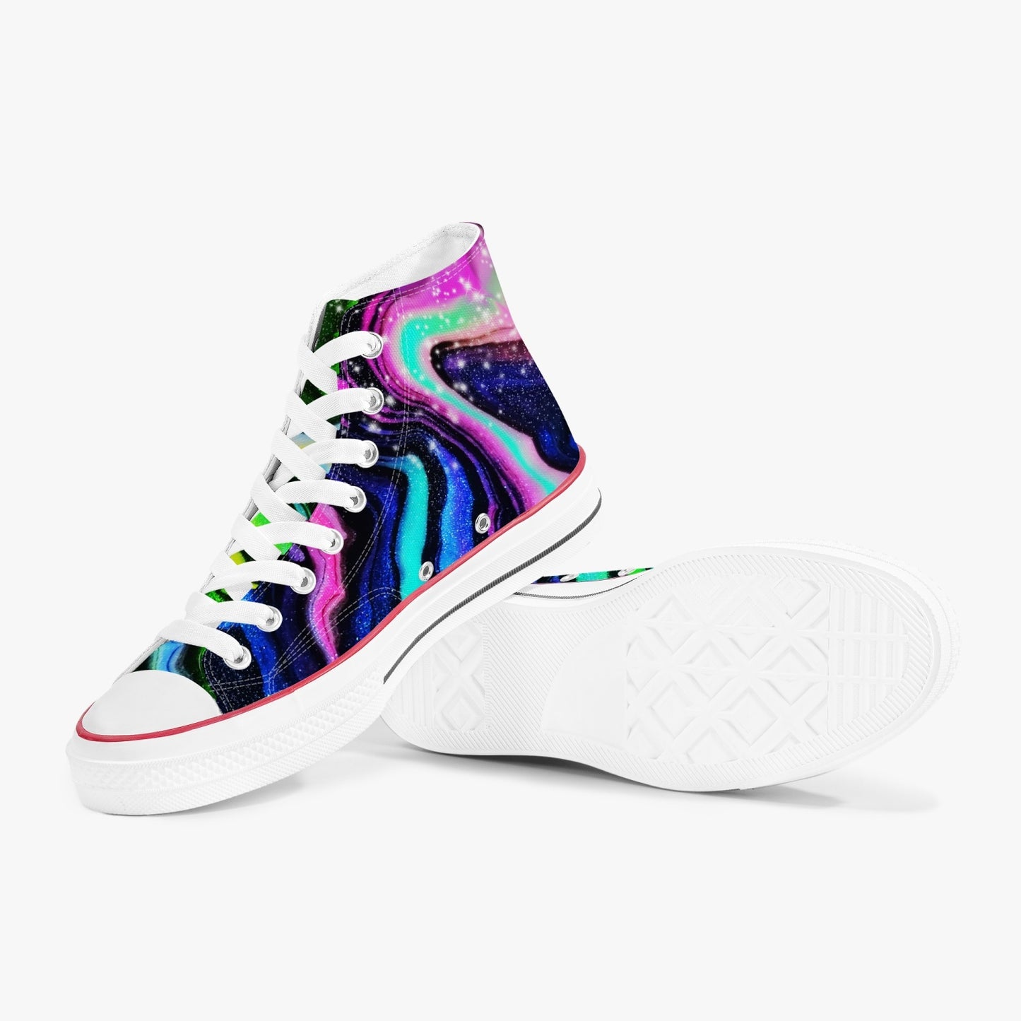 Galactic Beauty High-Top Canvas Shoes - White