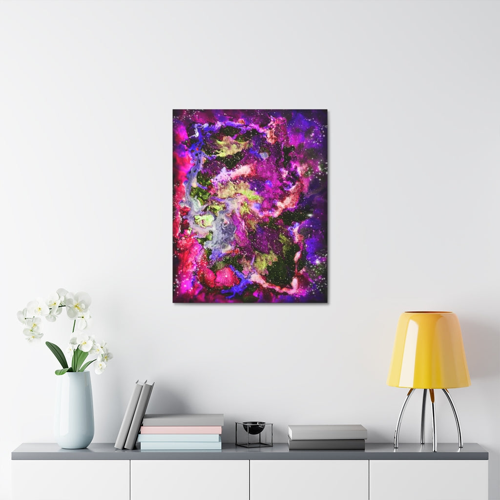 Galaxy: Magenta Satin Canvas, Stretched