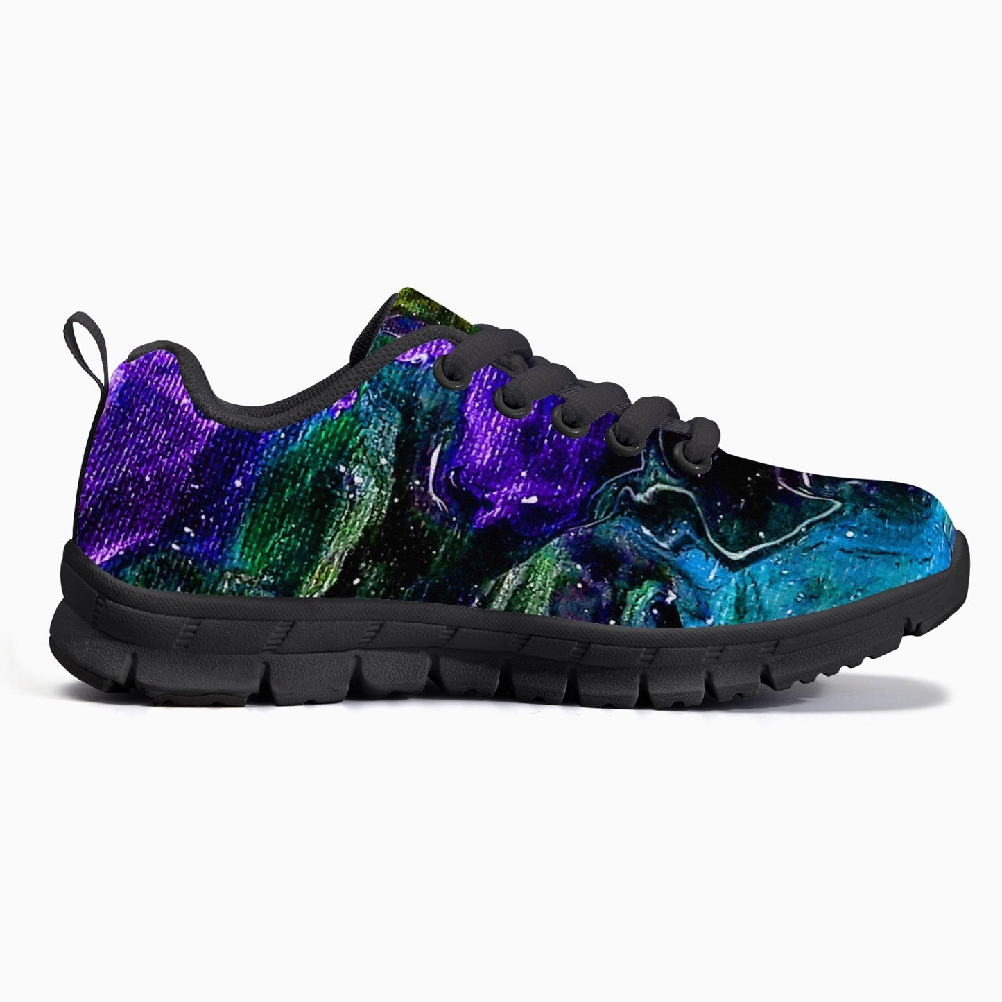 Galactic Cloud Purple Kids Mesh Sneakers - Black