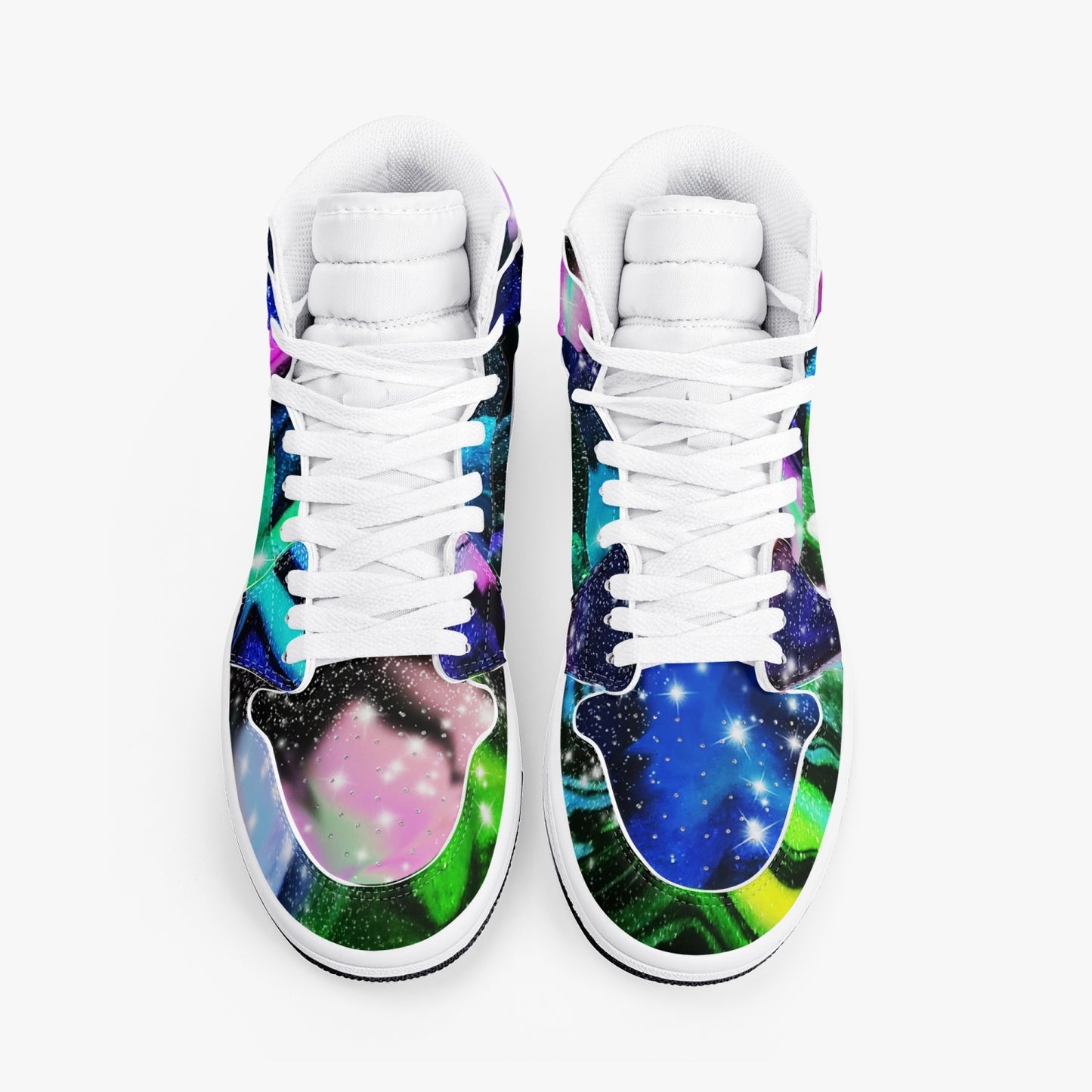 Galactic Beauty Black High-Top Leather Sneakers