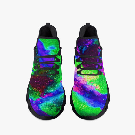 Explosive Nebula Green Bounce Mesh Knit Sneakers - Black
