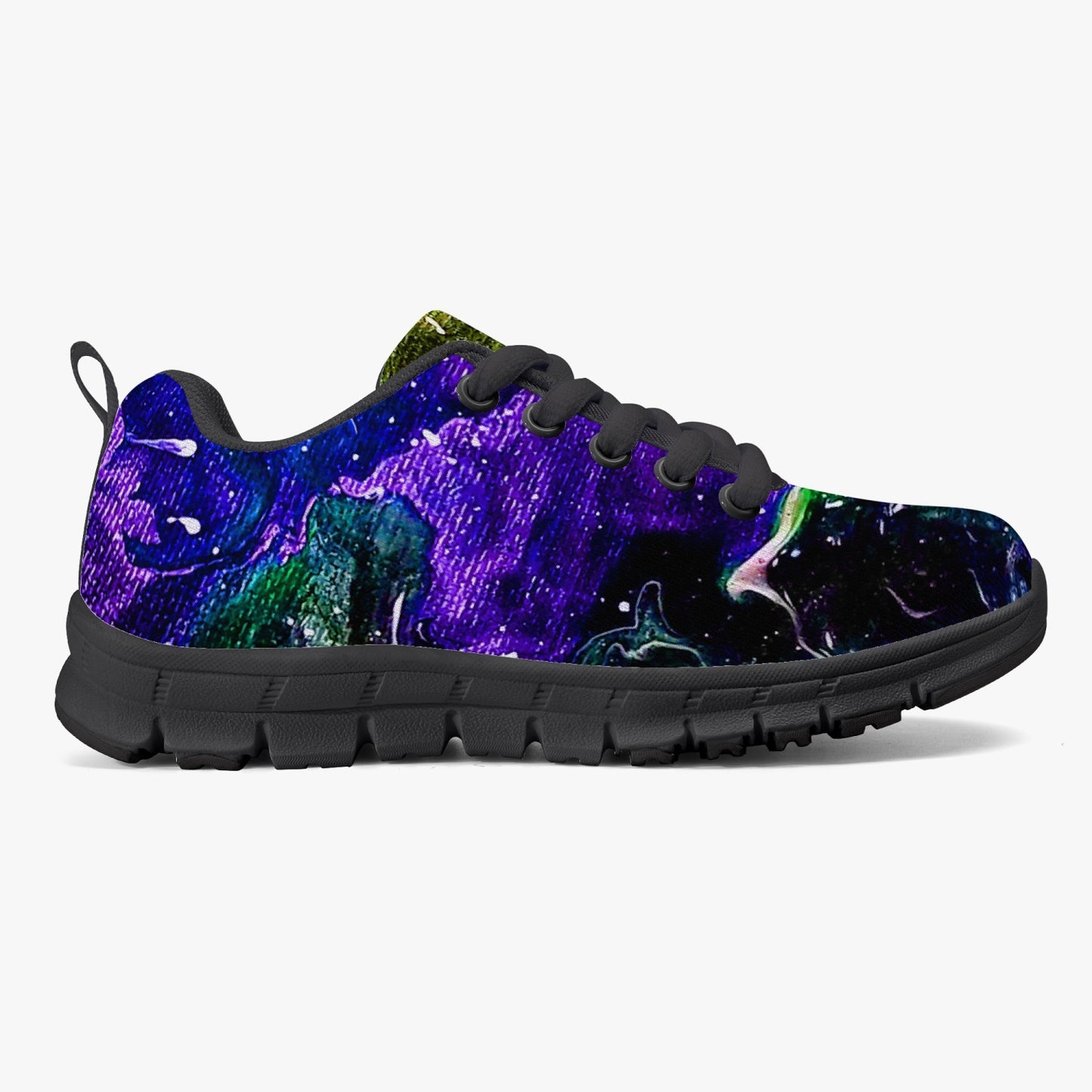 Galactic Cloud Purple Kids Mesh Sneakers - Black