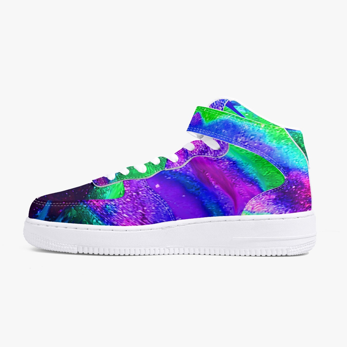 Explosive Nebula Green High-Top Leather Sports Sneakers