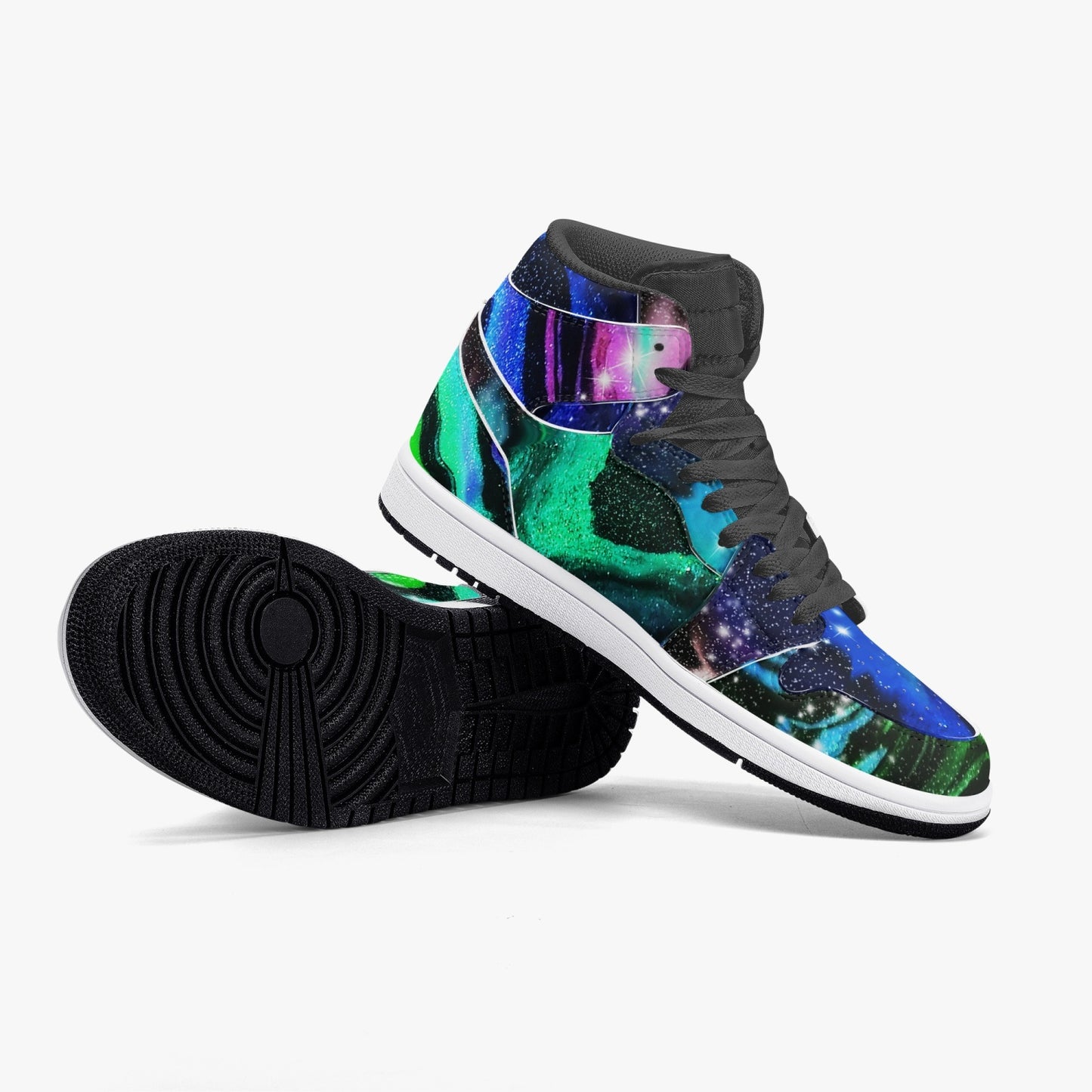 Galactic Beauty Black High-Top Leather Sneakers