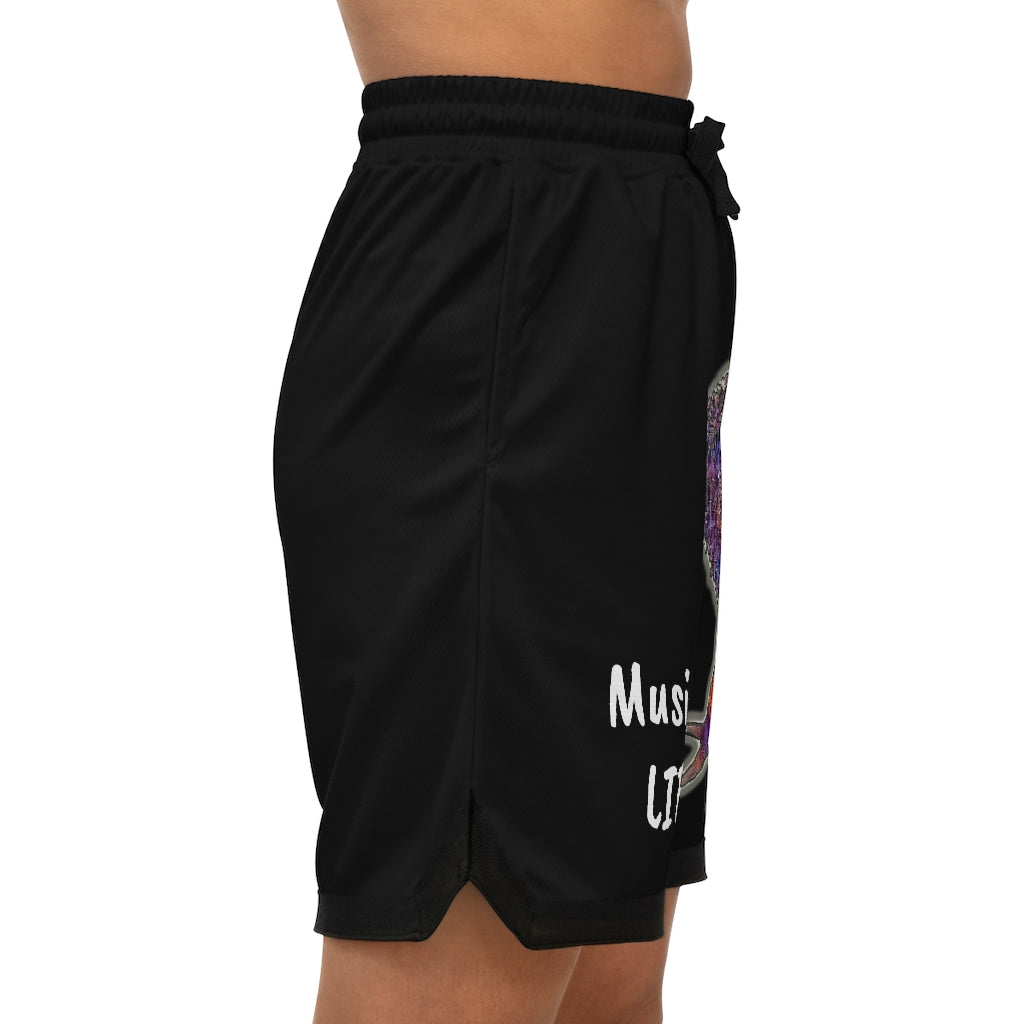 Music is Life 1 Basketball Rib Shorts - Black