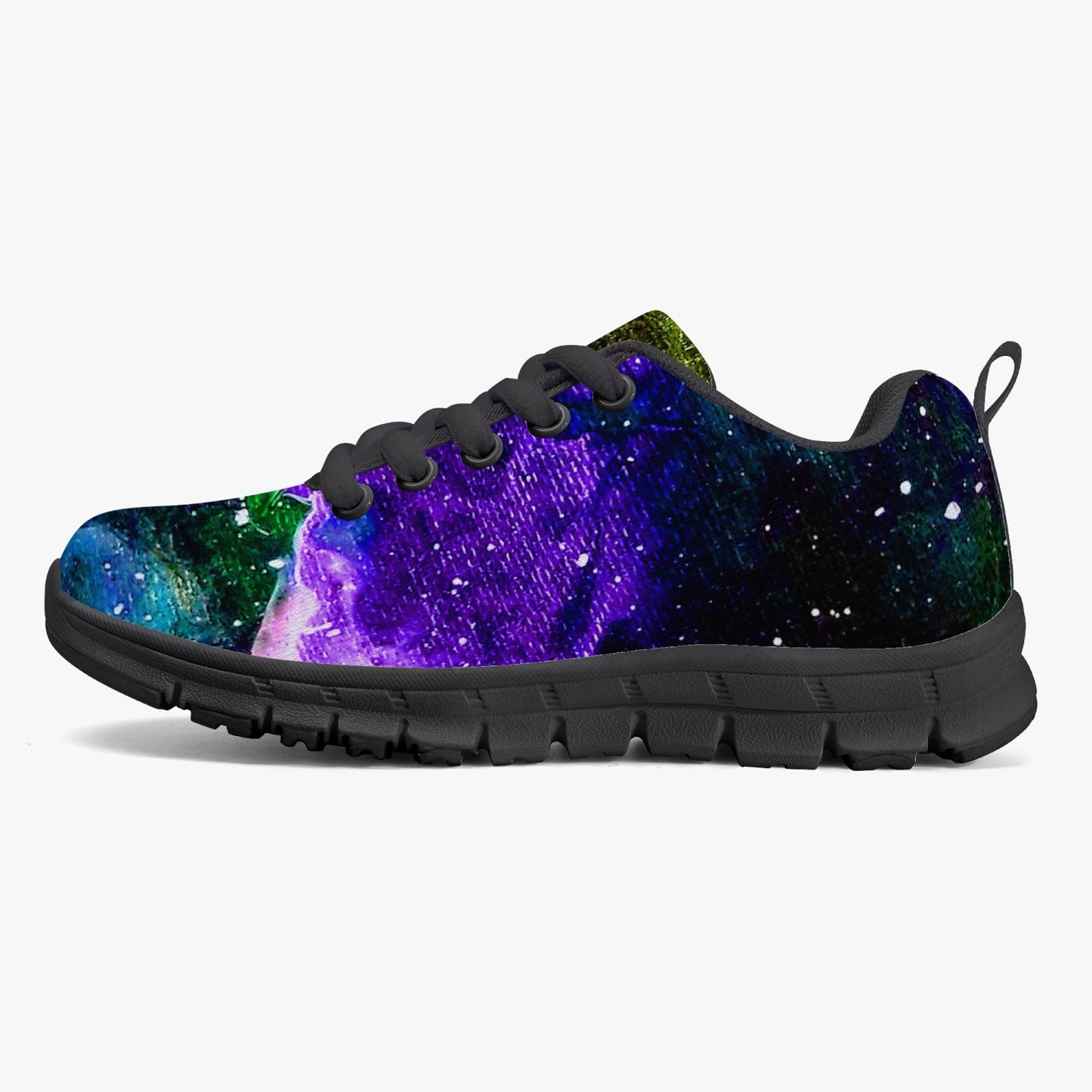 Galactic Cloud Purple Kids Mesh Sneakers - Black